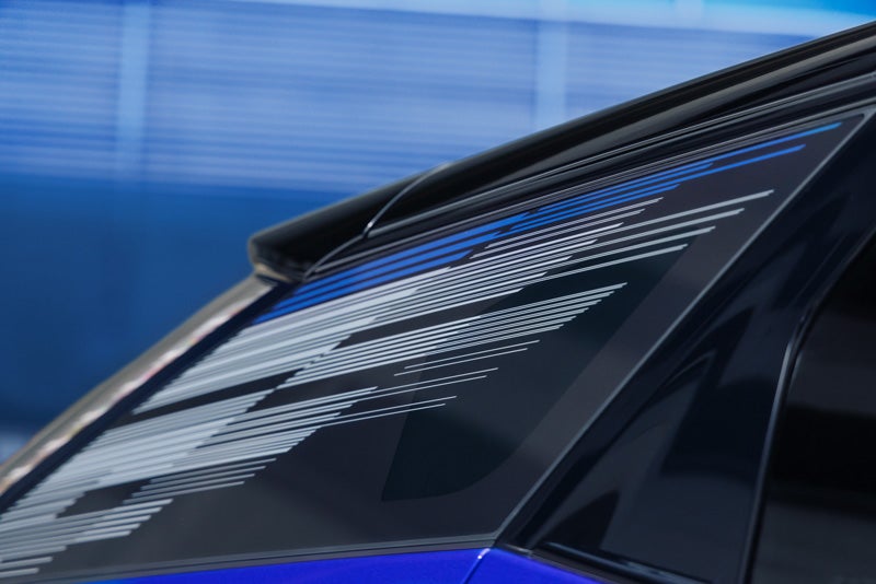 Close-up of the Modern Pattern on the 2026 OPTIQ-V Rear Quarter Glass | Penske Cadillac of South Bay in Torrance CA
