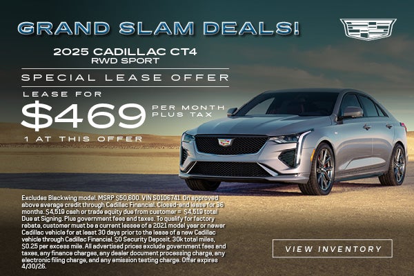 2025 Cadillac CT4 RWD Sport lease offer at $469 per month