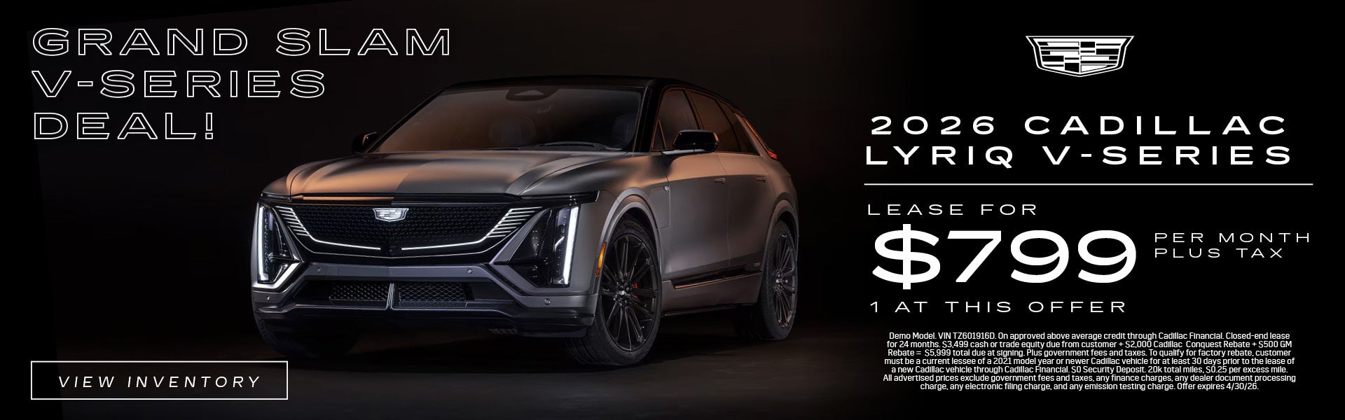 2026 Cadillac LYRIQ V-Series lease for $799 per month