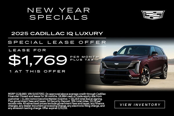 Maroon 2025 Cadillac IQ Luxury lease offer