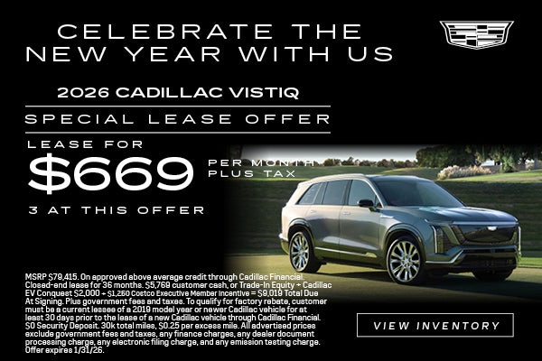 Silver 2026 Cadillac Vistiq SUV lease offer