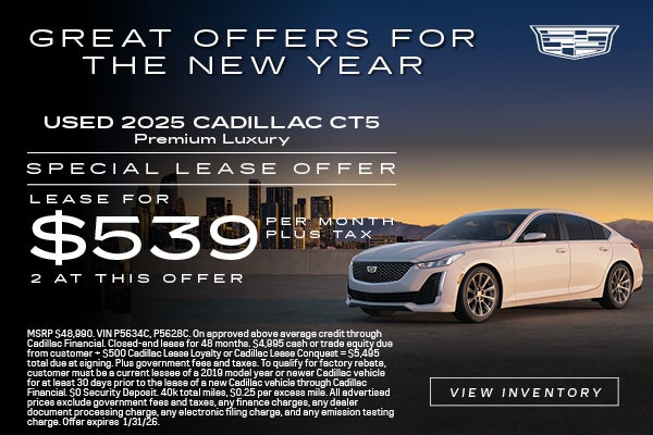 White 2025 Cadillac CT5 Premium lease offer