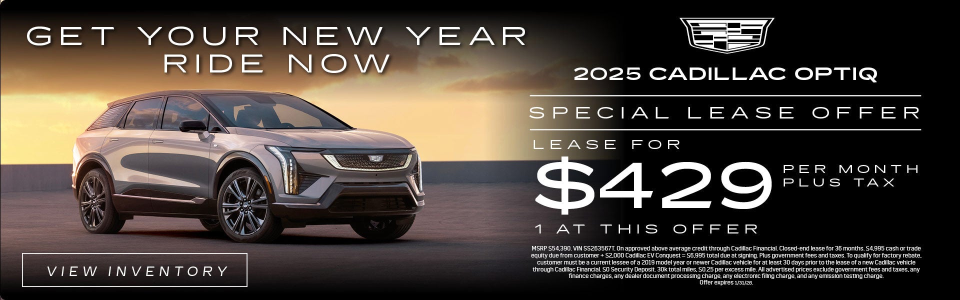 Gray 2025 Cadillac Optiq SUV lease offer