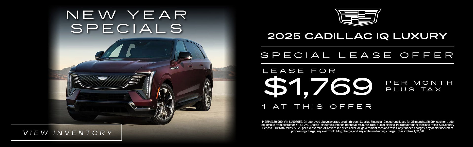 Maroon 2025 Cadillac IQ Luxury lease offer