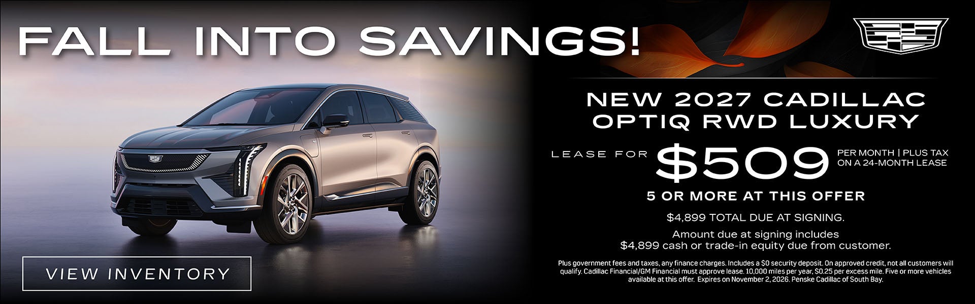 2027 Cadillac OPTIQ Luxury lease from $509 per month
