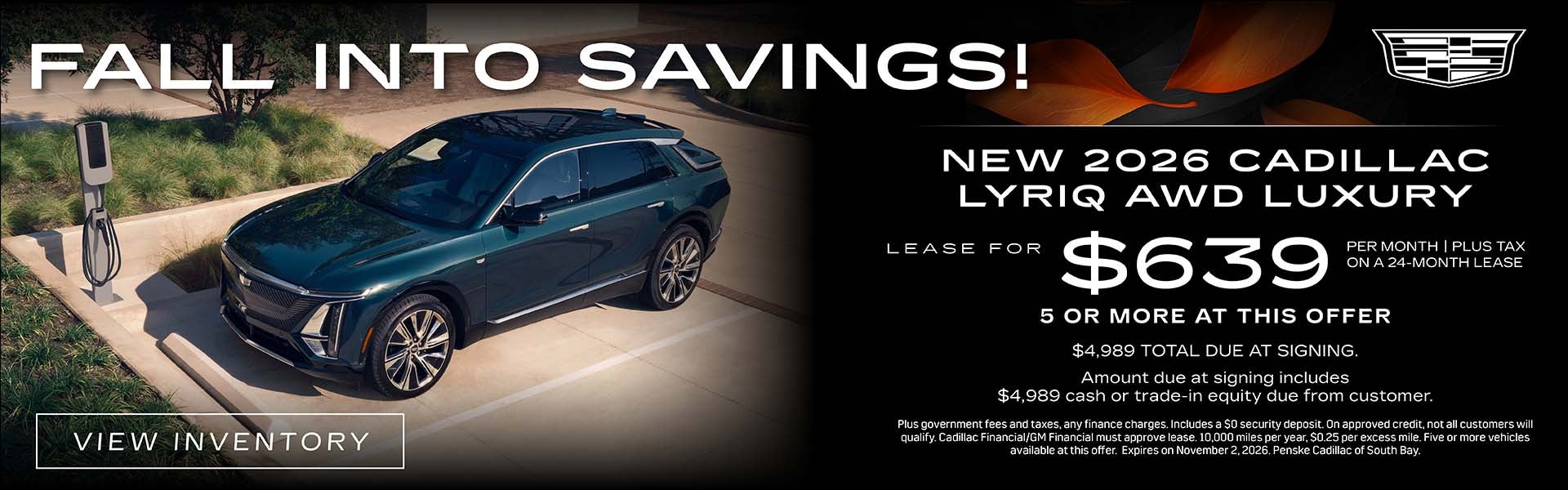 2026 Cadillac LYRIQ Luxury lease from $639 per month